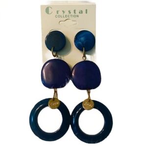 CRYSTAL COLLECTION “LOVE” BLUE EARRINGS NWT